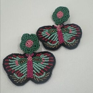 Colorful Beaded Butterfly Earrings